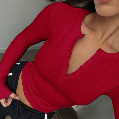 Chemisier à manches longues pour femmes avec détails boutonnés et coupe moulante Chic und Stil