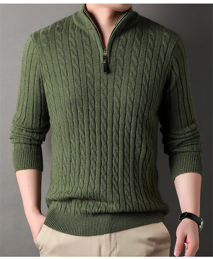 Pull homme avec zip et motif en relief en torsades Chic und Stil
