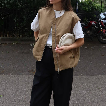 Dames gilet matelassé avec poches pratiques et taille élastique Chic und Stil