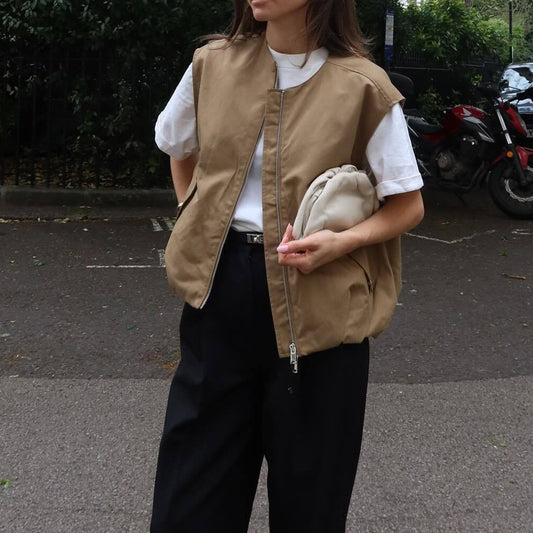 Dames gilet matelassé avec poches pratiques et taille élastique Chic und Stil