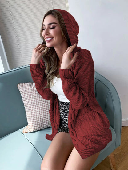 Dames grosse maille cardigan avec capuche et poches latérales Chic und Still