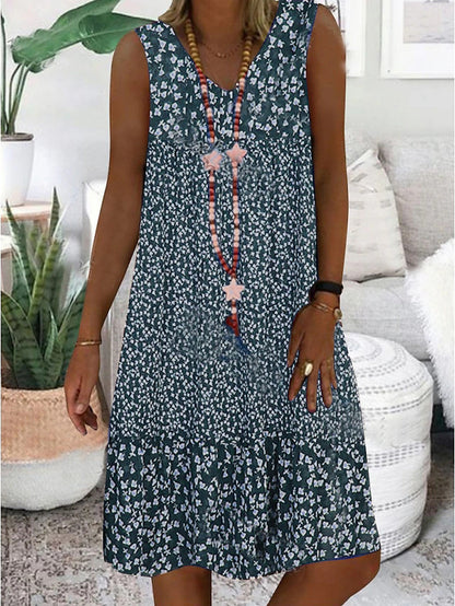 Robe maxi hippie pour femmes avec motifs floraux et détails en volants Chic und Stil