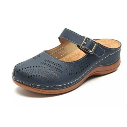 Dames Comfort Cuir Clogs Sandales Chic und Stil