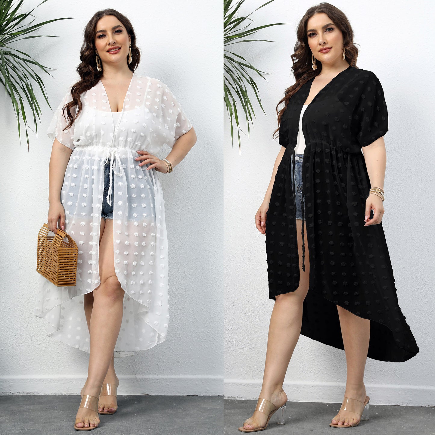 Dames Élégant Transparent Duster Survêtement Chic und Stil