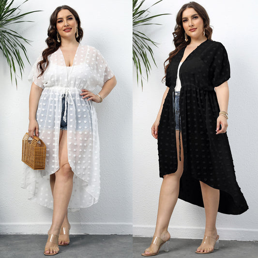 Dames Élégant Transparent Duster Survêtement Chic und Stil