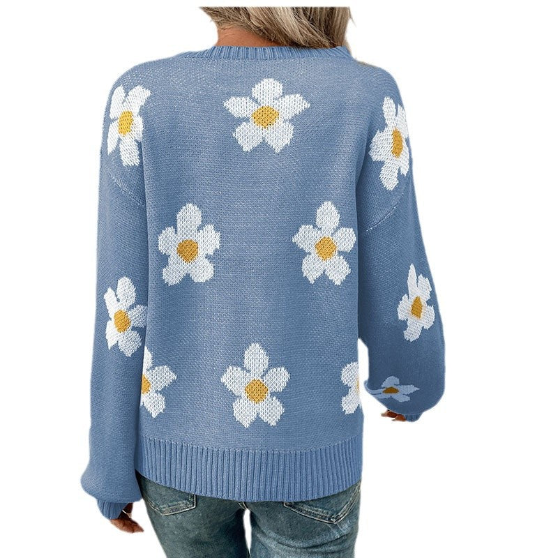 Pull en tricot pour femmes avec motif floral et coupe décontractée Chic und Stil