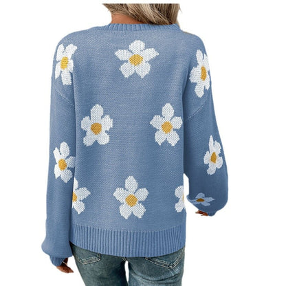 Pull en tricot pour femmes avec motif floral et coupe décontractée Chic und Stil