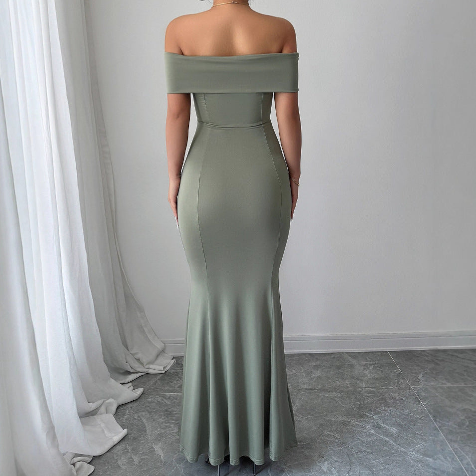 Robe maxi off-shoulder ajustée pour dames Chic und Stil
