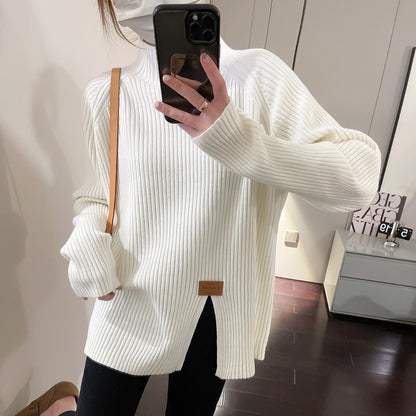 Dames Pull en Maille Moderne avec Col Montant et Coupe Asymétrique Chic und Stil