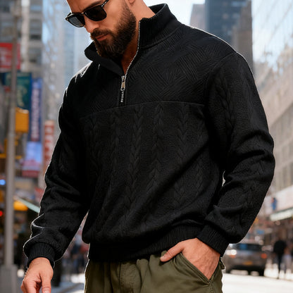 Fleece pullover for men with half-zip and textured pattern Chic und Stil