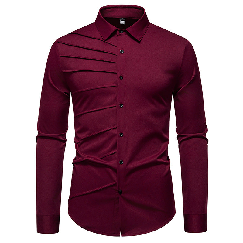 Chemise à manches longues tendance pour hommes avec un design de plis original Chic und Stil