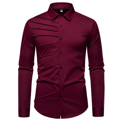 Chemise à manches longues tendance pour hommes avec un design de plis original Chic und Stil