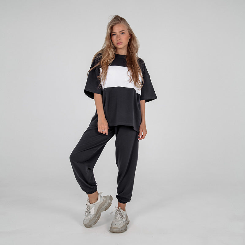 Women's casual oversized loungewear set with cropped top and elastic pants Chic and Style