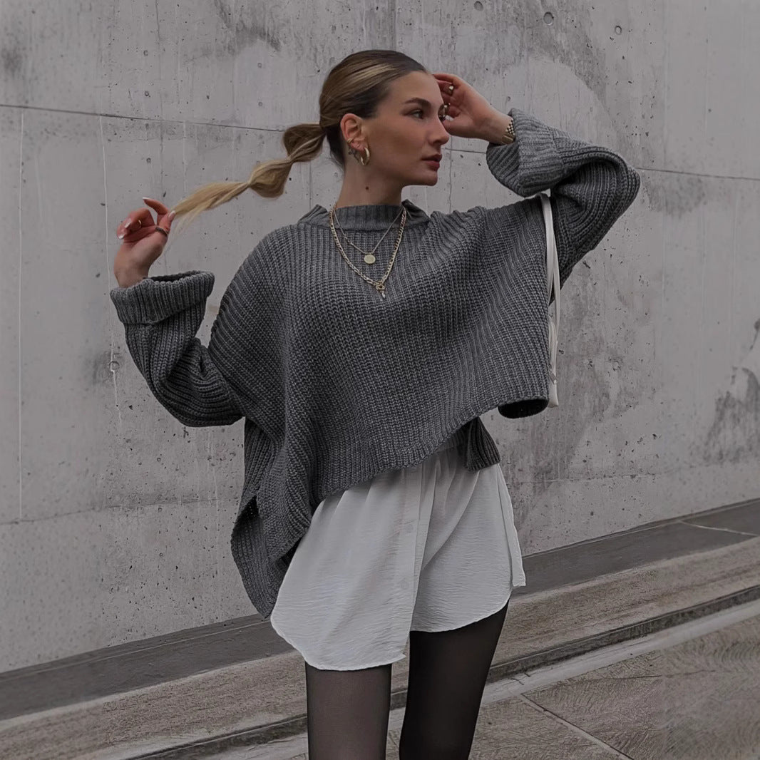 Pull en tricot surdimensionné pour femmes avec design à trous texturé et coupe décontractée Chic und Stil