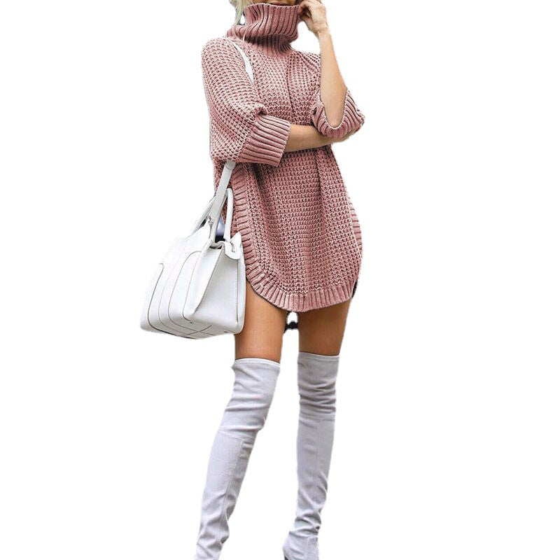 Robe en tricot pour femmes avec col montant et coupe oversize tendance Chic und Stil