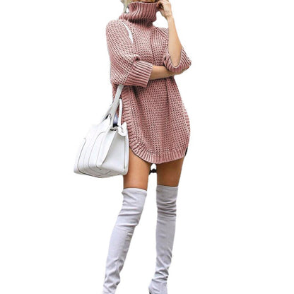 Robe en tricot pour femmes avec col montant et coupe oversize tendance Chic und Stil