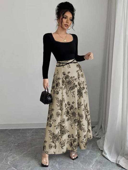 Robe maxi élégante pour femmes avec imprimé floral et coupe cintrée Chic und Stil