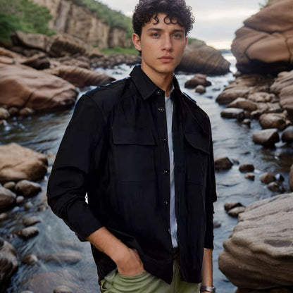 Chemise de camping polyvalente pour hommes avec poches pratiques et propriétés respirantes Chic und Stil