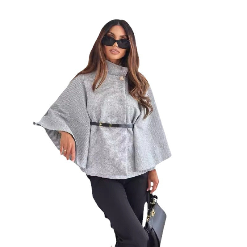 Dames Élégants Capes en Tricot avec Ceinture Chic und Stil