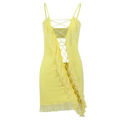 Robe mini à lacets en dentelle fleurie Chic und Stil pour femmes