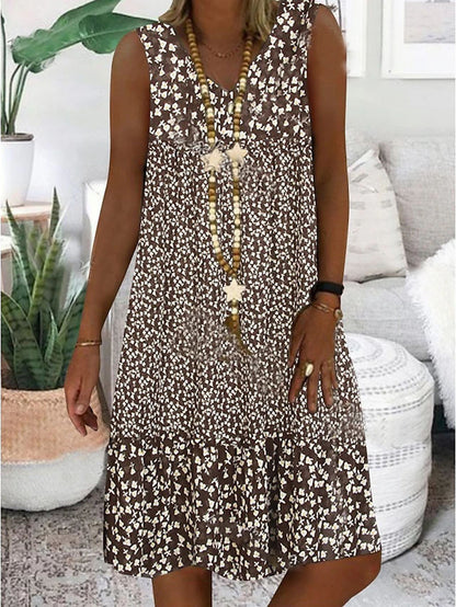 Robe maxi hippie pour femmes avec motifs floraux et détails en volants Chic und Stil