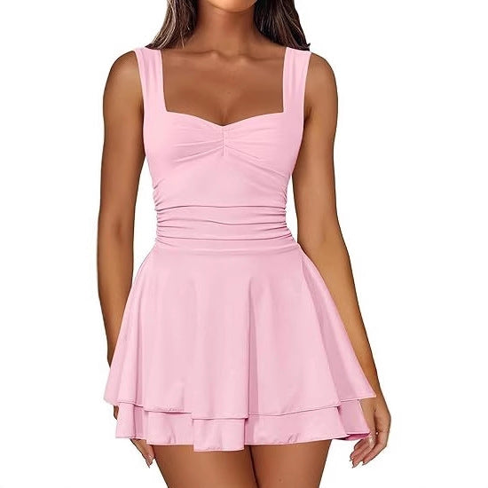 Robe skater pour femmes avec haut froncé et jupe évasée Chic und Stil