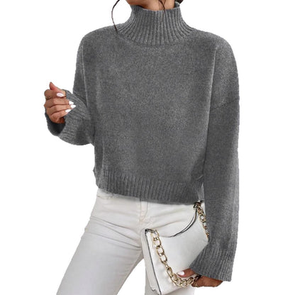 Dames pull col tendance en laine douce Chic und Stil