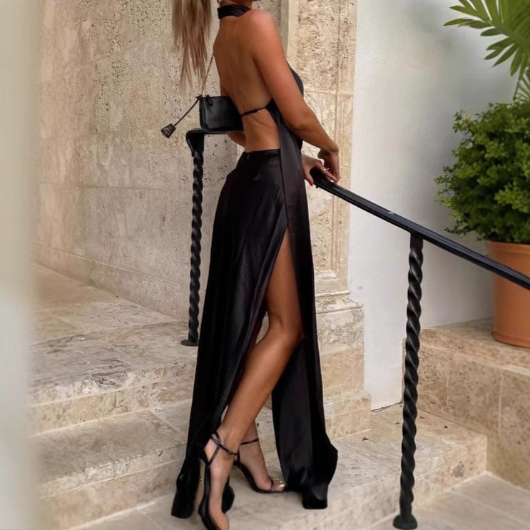 Femme Robe maxi élégante avec design sans épaules et ouverture au dos profonde Chic und Stil