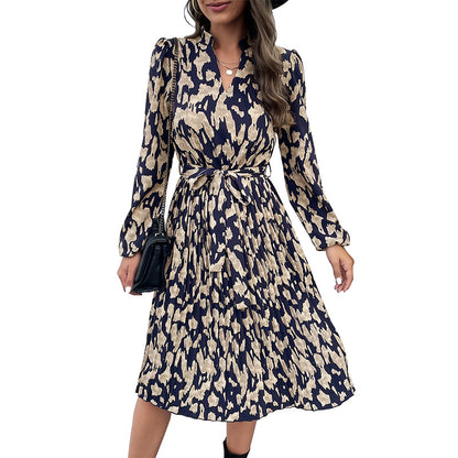 Robe A-ligne pour femmes avec ceinture à nouer et manches longues Chic und Stil
