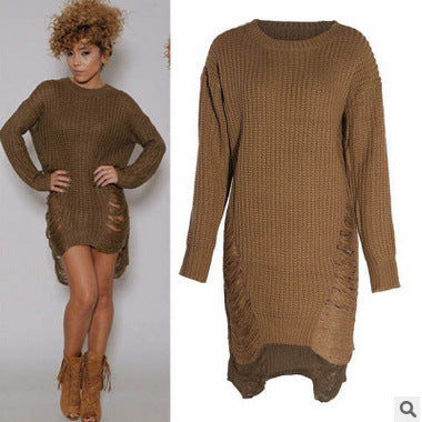 Robe en tricot pour femmes avec un design côtelé passionnant et des fentes latérales Chic und Stil