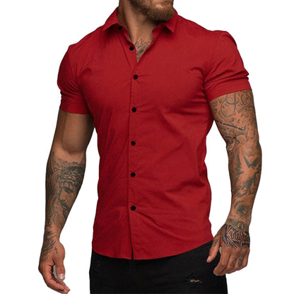 Chemise homme à manches courtes en mélange de coton respirant avec des détails de boutons modernes Chic und Stil