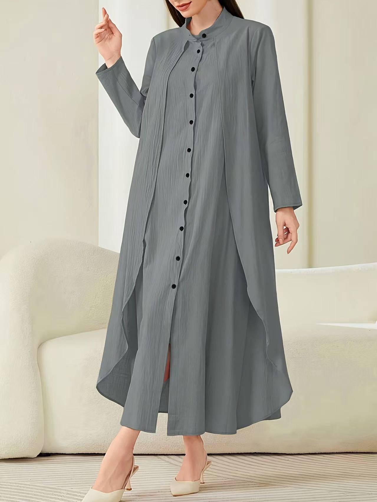 Robe midi pour femmes avec coupe fluide et patte de boutonnage Chic und Stil