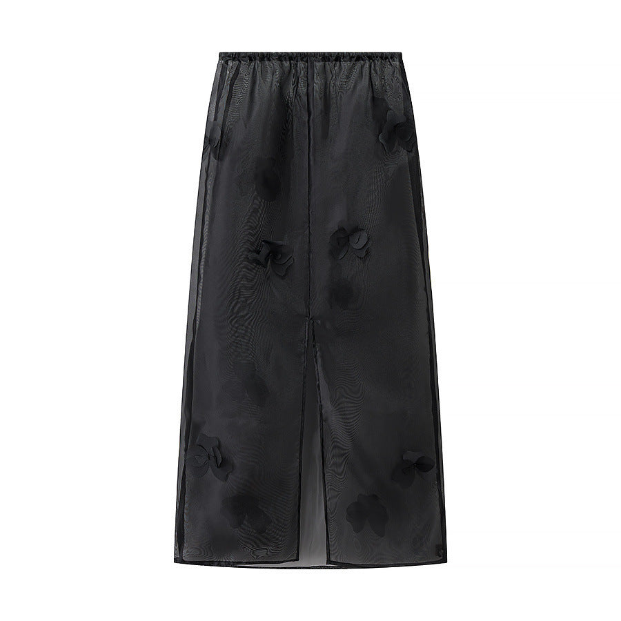 Chemisier transparent long pour dames avec design floral et fente latérale Chic und Stil