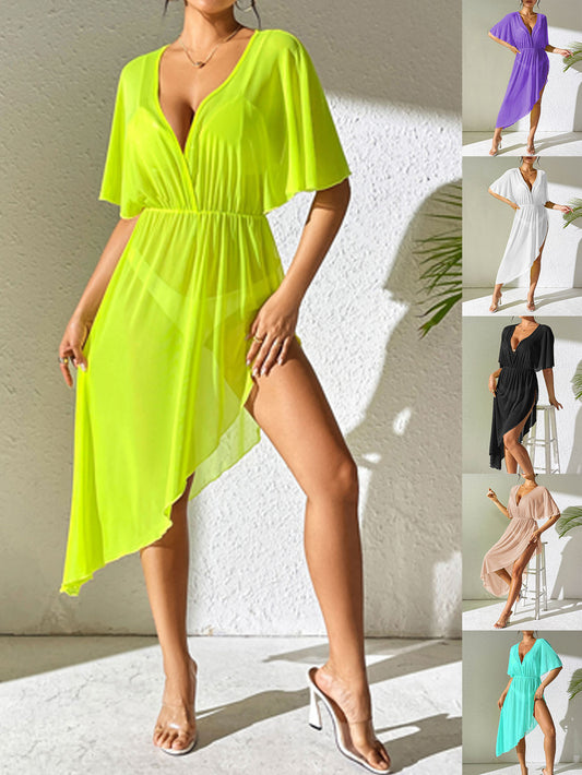 Femmes Robe de plage drapée à fente haute Chic und Stil