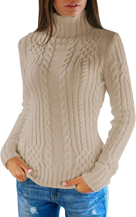 Pull femme avec col haut et motif en torsades Chic und Stil