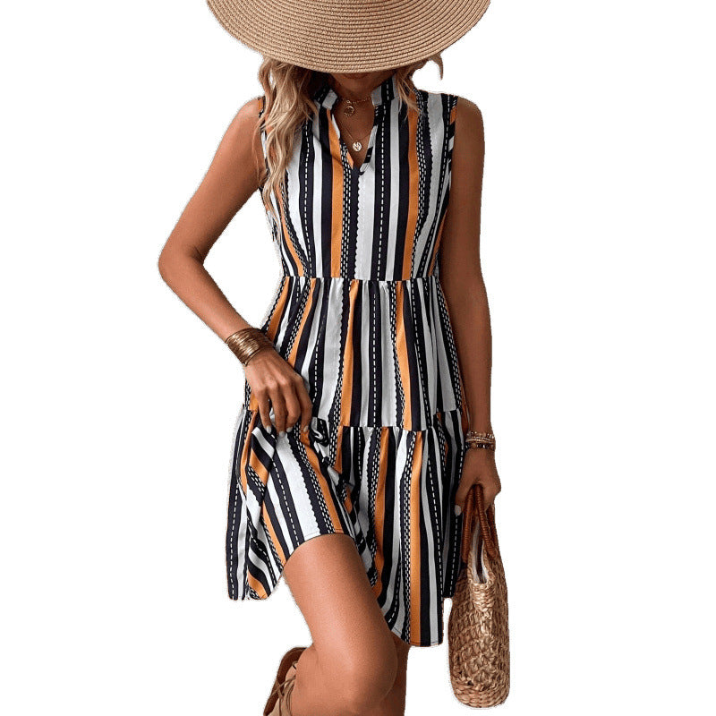 Robe chemise rayée pour femme avec jupe évasée Chic und Stil