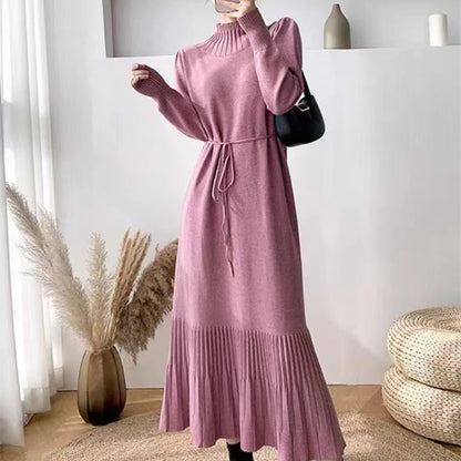 Robe en tricot pour femmes avec structure côtelée et ceinture à la taille Chic und Stil