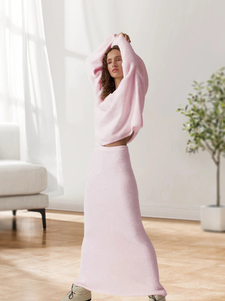 Pull-over en tricot oversized pour femmes avec taille haute et couture latérale Chic und Stil