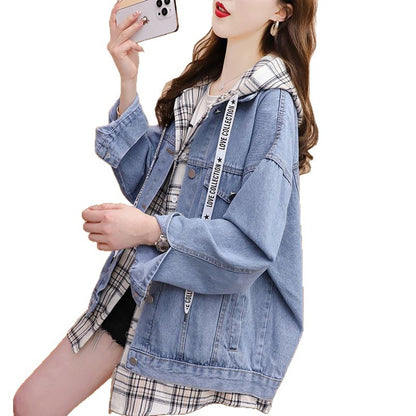 Veste en denim décontractée et à la mode pour femmes avec capuche Chic & Stil