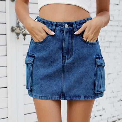 Robe en denim pour femmes avec poches cargo pratiques et taille haute Chic und Stil