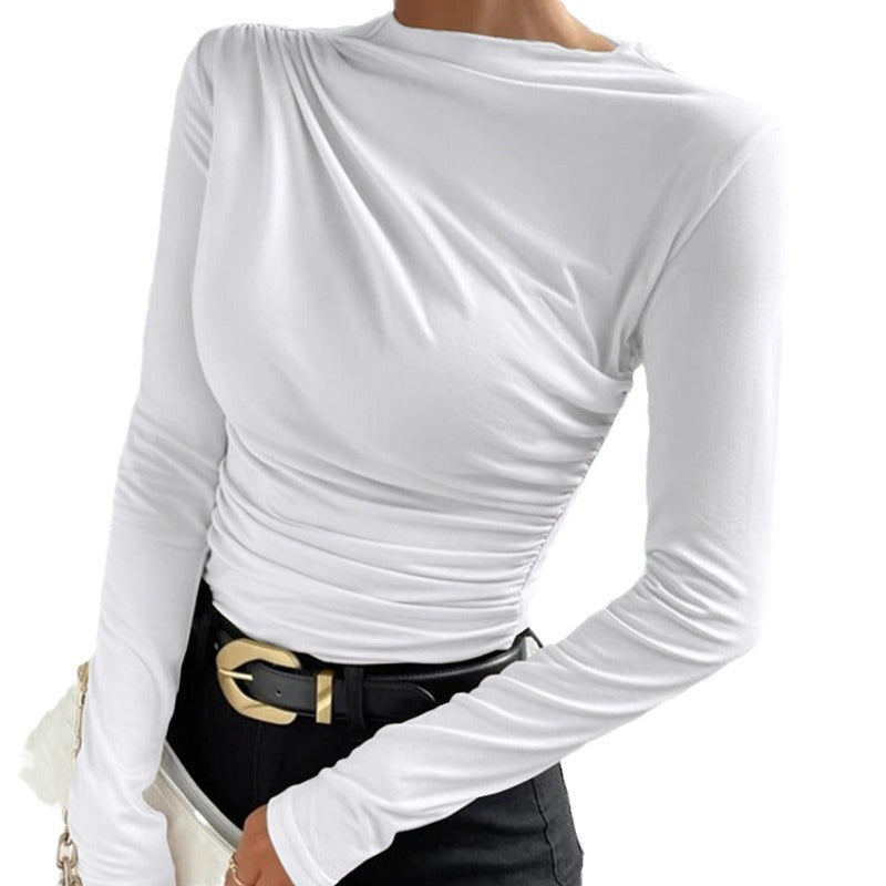 Chemise à manches longues pour femmes avec un design de drapé raffiné Chic und Stil