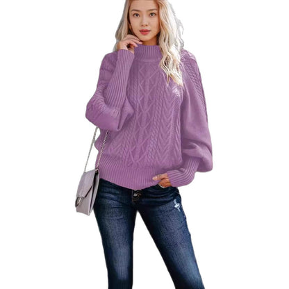 Pull-over en tricot pour femmes avec un col haut et des manches volumineuses Chic und Stil