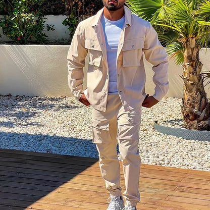 Veste Cargo tendance pour hommes avec pantalon assorti dans le style décontracté Chic und Stil