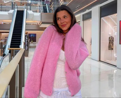Dames Pull-over en tricot confortable avec coupe oversize et détails de boutons Chic und Stil