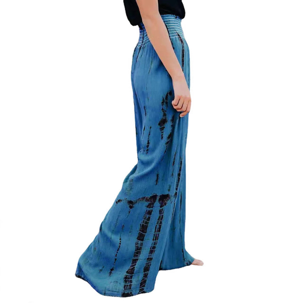 Elegant wide leg pants for women with a low waist and graphic print Chic and Style