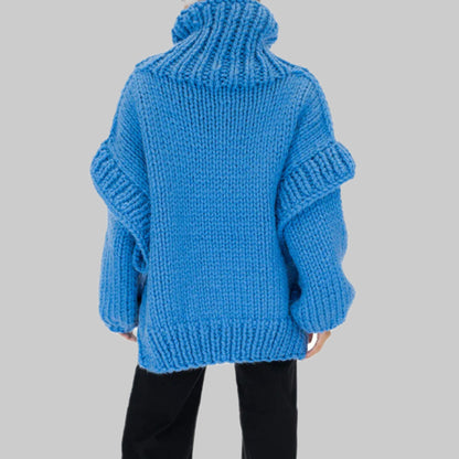 Pull en tricot ample pour femmes avec des manches volumineuses et un col montant Chic und Stil