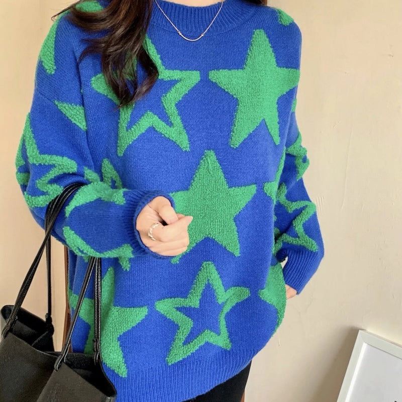 Pull-over oversized décontracté pour femmes avec motif d'étoiles Chic und Stil
