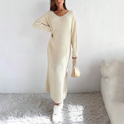 Robe en tricot décontractée pour femmes avec une coupe asymétrique et une ceinture élégante Chic und Stil