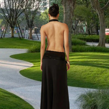 Dames Élégante Robe de Soirée avec Ceinture Pailletée Chic und Stil