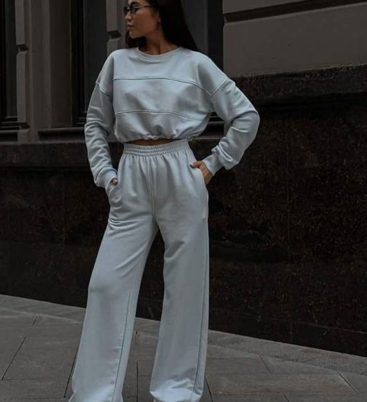 Chic and Style women's trendy crop top set and wide jogger pants